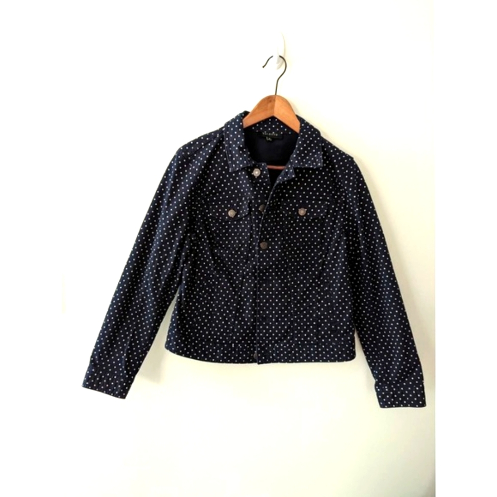 Talbots Navy Polka Dot Jean Denim Jacket